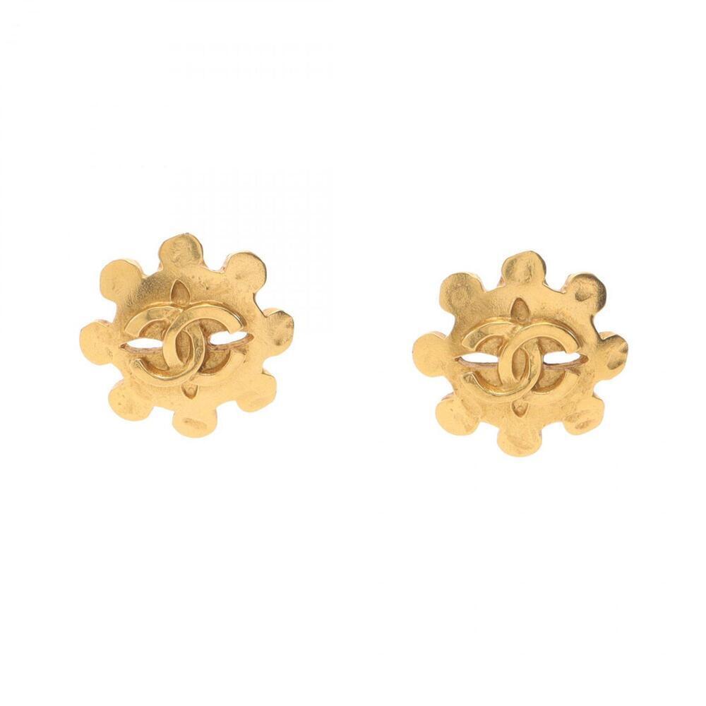 CHANEL Gold Logo Earrings